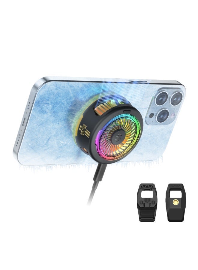 بلاك شارك مبرد الهاتف بلاك شارك FunCooler 5، طاقة TEC كبيرة 20 واط، خفض درجة الحرارة بمقدار 35 درجة مئوية، تصميم نحيف للغاية، 18 ضوء RGB قابل للتخصيص، واجهة حامل للبث المباشر - أسود - Image 2